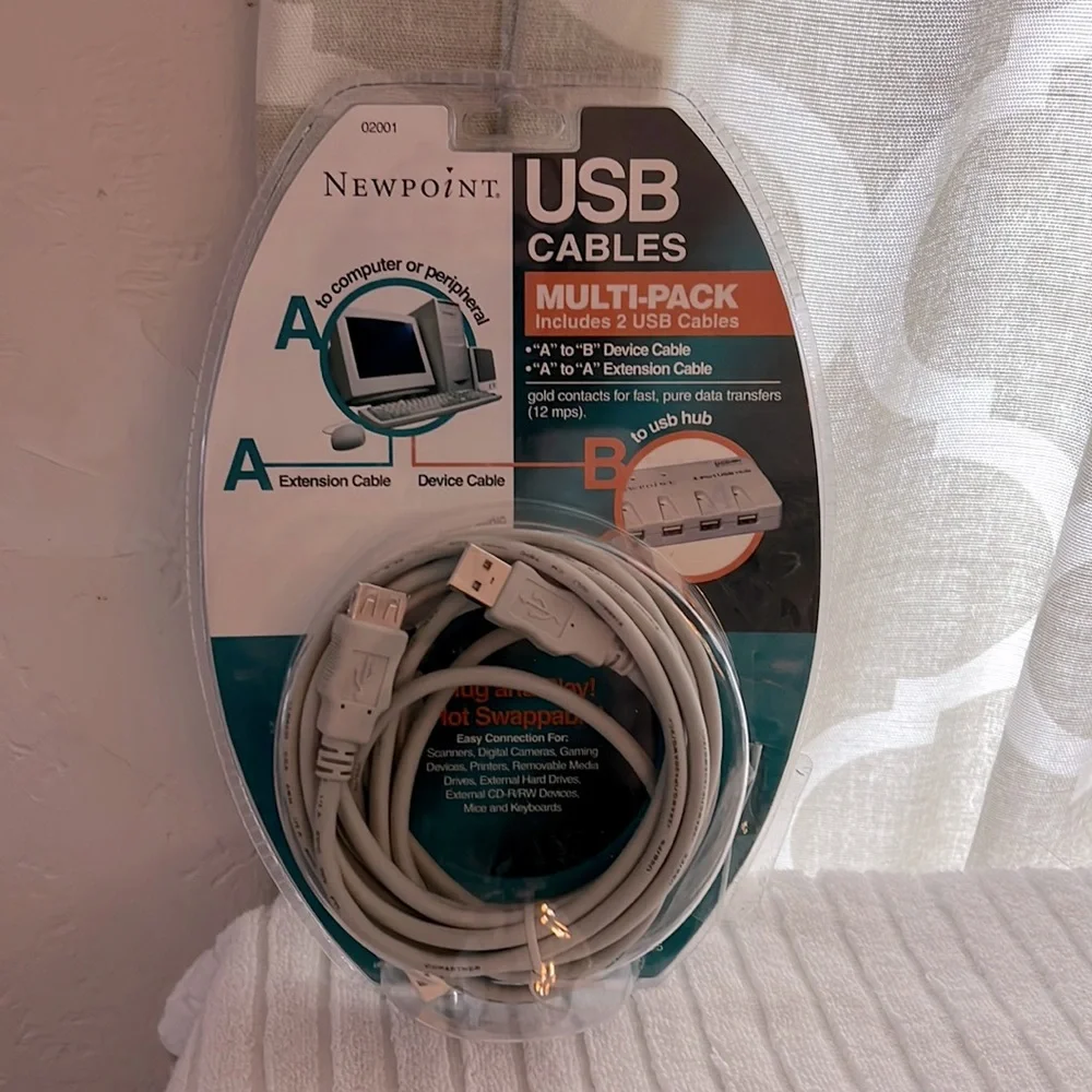 USB cables multi pack of two
